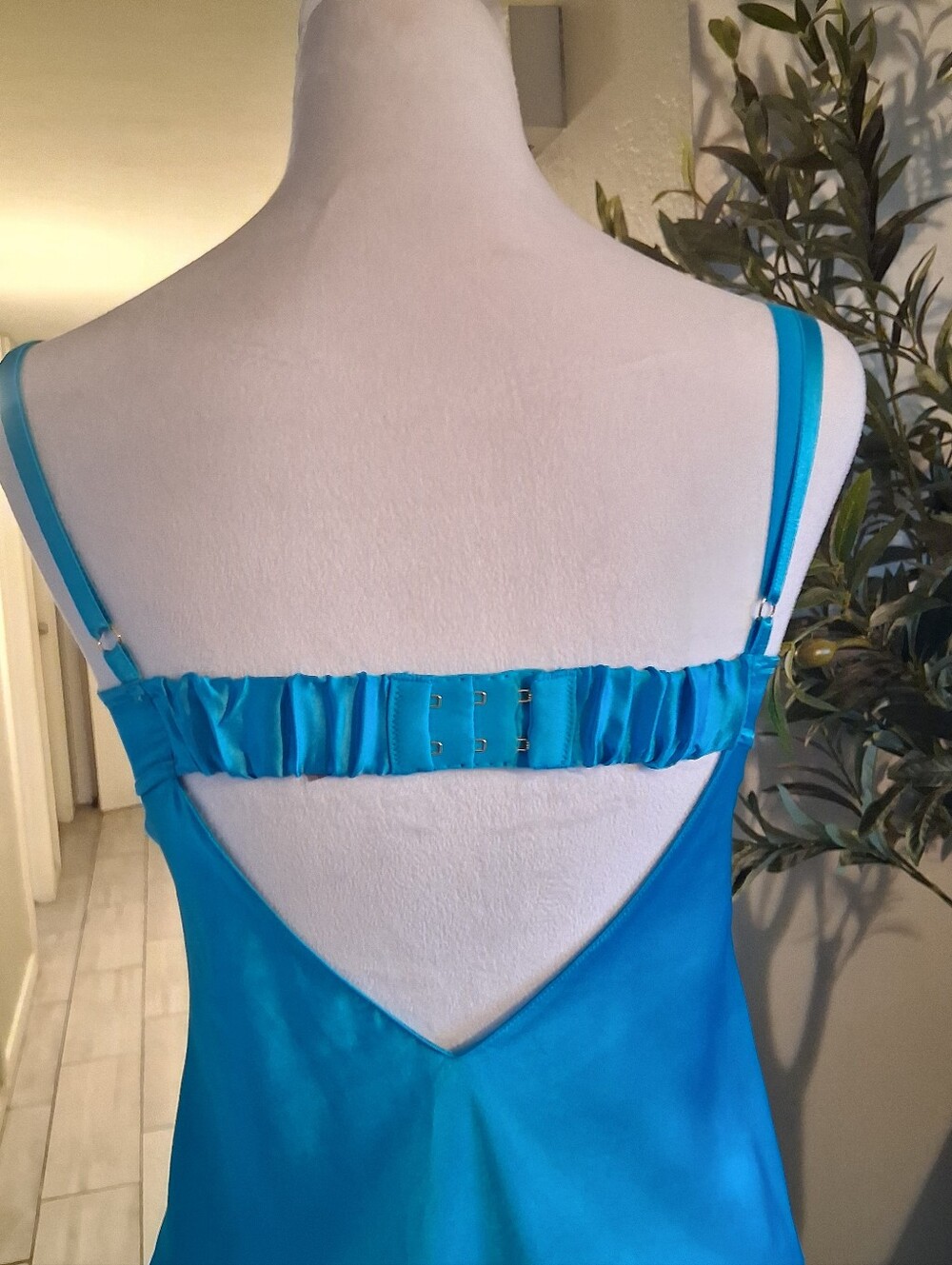 Victoria's Secret Turquoise Satin Lingerie Dress Sz34D Babydoll Fairy Padded Cup - Picture 6 of 15